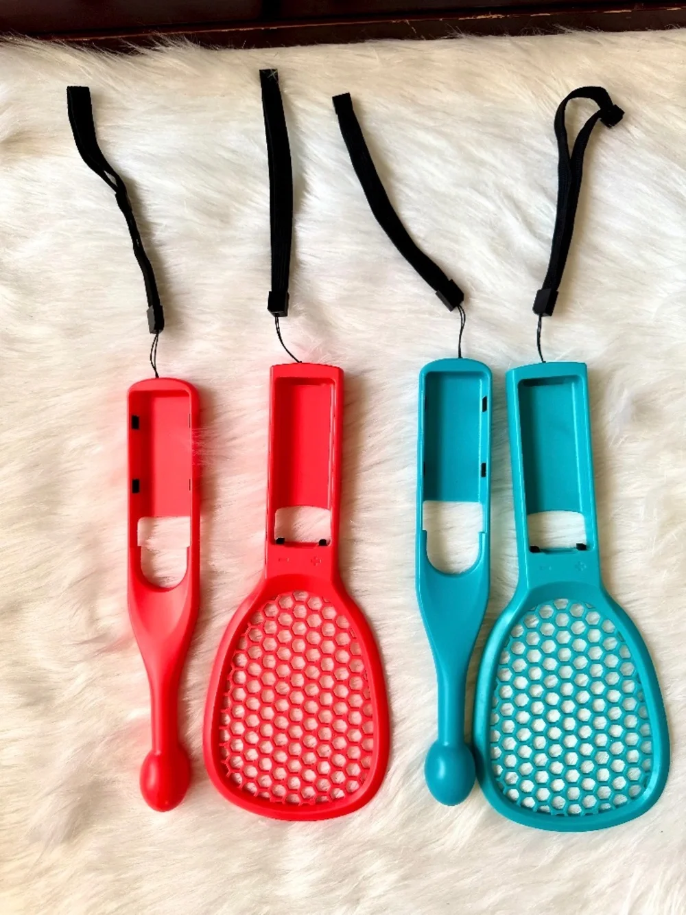 Nintendo Switch Compatible Joy Con Tennis Racket Set Blue Red Sports Grip
